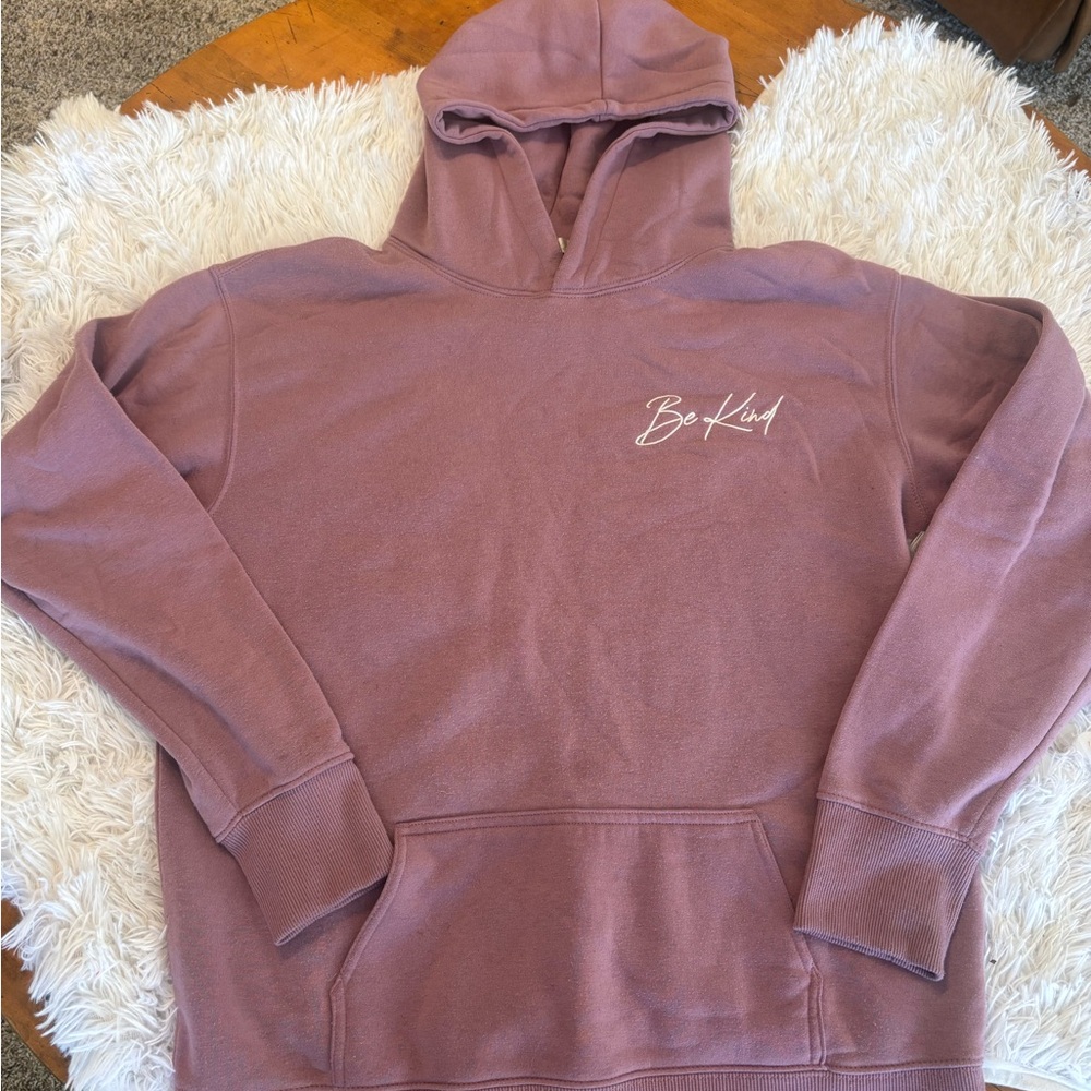 Vivre La Vie “Be Kind” Mauve Thumbhole Hoodie Sweatshirt Size Large